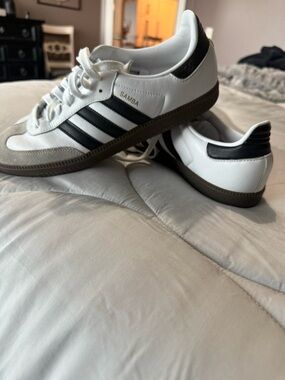 adidas White and Black Samba Leather Sneakers